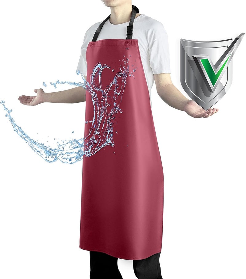 Vammcht Waterproof Apron with Comfortable Adjustable Bib Rubber Vinyl Dishwasher Heavy Duty Apron for Men Women Dishwashing - Image 1